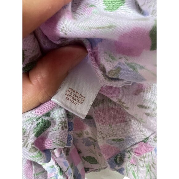 LC Lauren Conrad Floral V-Neck Blouse With Balloon Sleeves & Tie Front - Picture 5 of 12